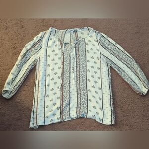 Sonoma White and Brown Floral Blouse